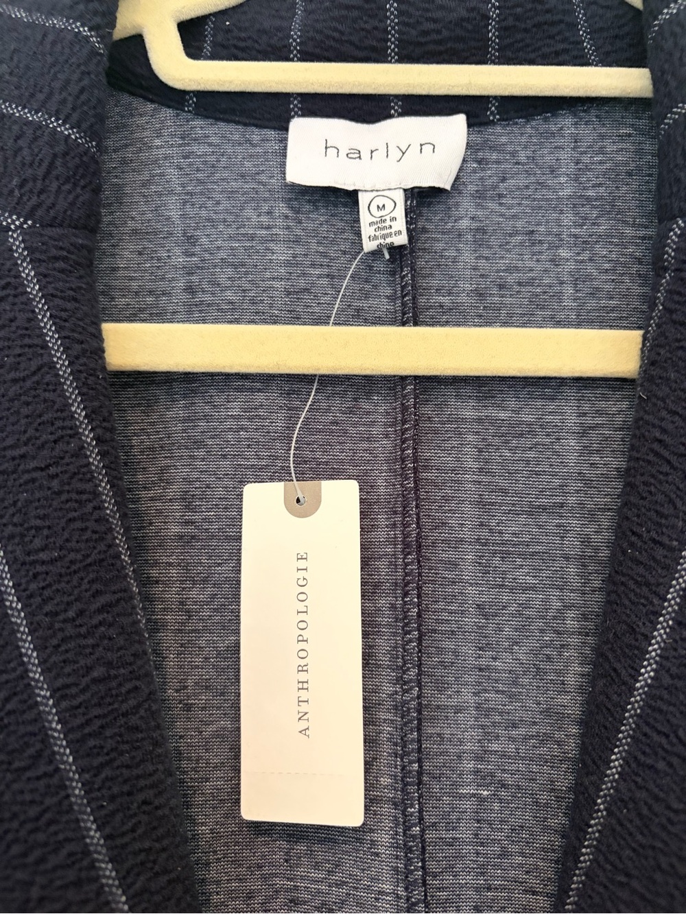 NWT Anthropologie Harlyn Navy Pinstripe Open-Front Coat - Picture 7 of 12